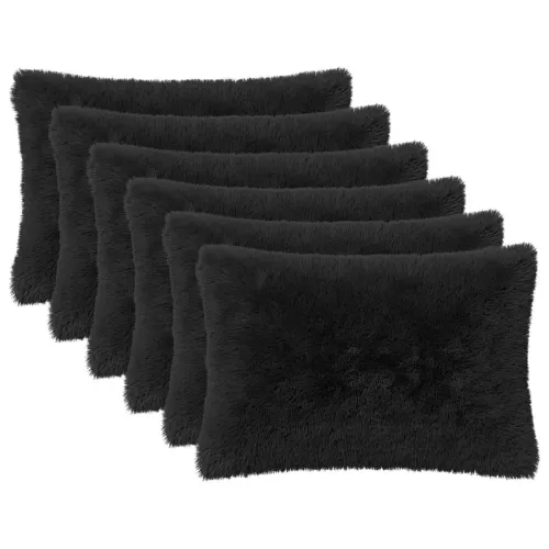 Presvlaka za jastuk 6 pcs HEERLEN Crna 50 x 80 cm PV flis - Crna 50 x 80 cm 6 Cijena