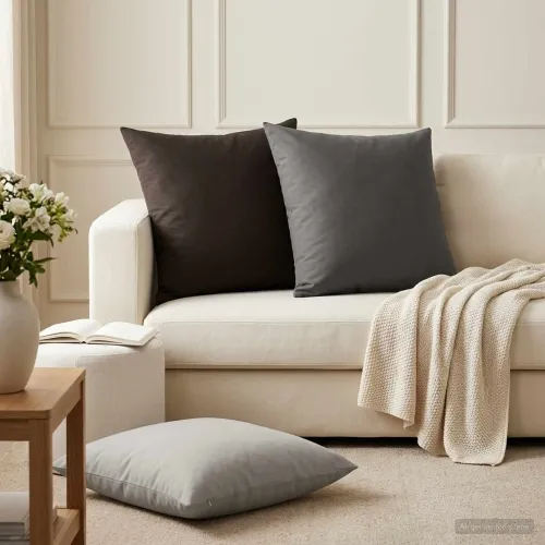 Presvlaka za jastuk 6 pcs HEERLEN Siva 60 x 60 cm Poliester - Siva 60 x 60 cm 6 Cijena