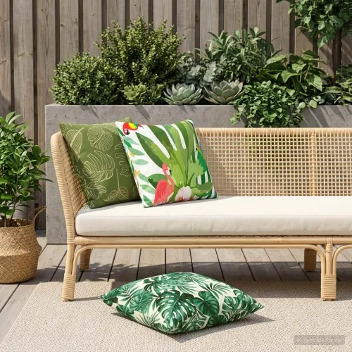 Presvlaka za jastuk 6 pcs HEERLEN Dizajn lista 60 x 60 cm - Dezen s listom 60 x 60 cm 6 Cijena