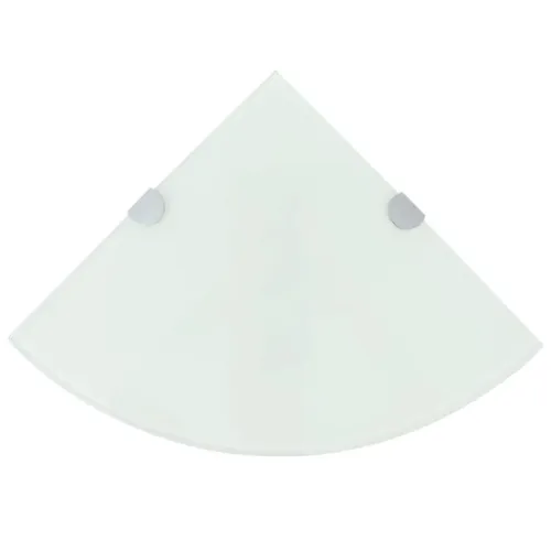 Zidna Kutna Polica s kromiranom podrškom Staklena Bijela 35x35 cm - Bijela 35 x 35 cm 1 Cijena