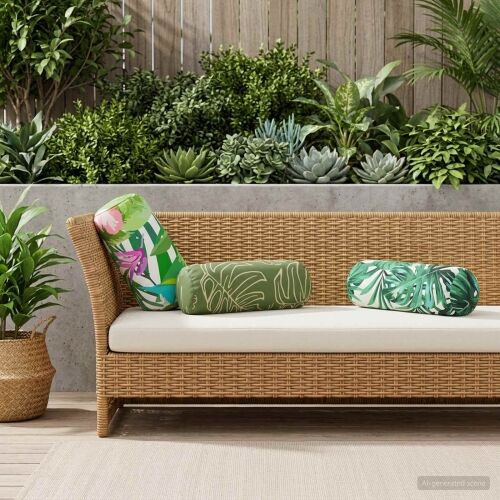 Presvlaka za jastuk 6 pcs HEERLEN Dizajn lista Ø 15 x 40 cm - Dezen s listom Ø 15 x 40 cm 6 Cijena