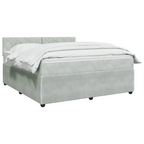 Boxspring krevet s madracem Svjetlosiva 180 x 200 cm Baršun - Svjetlosiva 180 x 200 cm Dizajn s rombovima Cijena