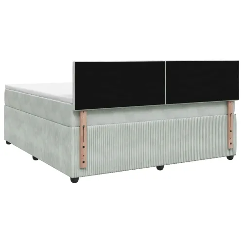 Boxspring krevet s madracem Svjetlosiva 180 x 200 cm Baršun - Svjetlosiva 180 x 200 cm Dizajn s rombovima Cijena