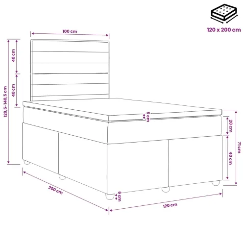 Boxspring krevet s madracem Svjetlosiva 120 x 200 cm Tkanina - Svjetlosiva 120 x 200 cm Dizajn linija Cijena
