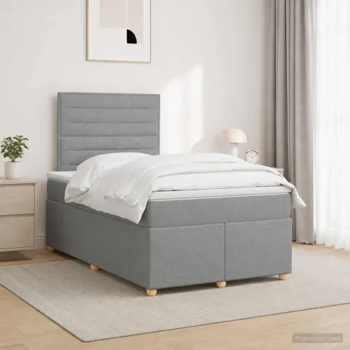 Boxspring krevet s madracem Svjetlosiva 120 x 200 cm Tkanina - Svjetlosiva 120 x 200 cm Dizajn linija Cijena
