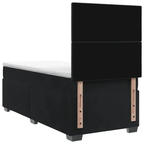 Boxspring krevet s madracem Crna 90 x 190 cm Baršun - Crna 90 x 190 cm Dizajn s rombovima Cijena