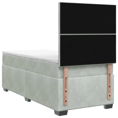 Boxspring krevet s madracem Svjetlosiva 90 x 200 cm Baršun - Svjetlosiva 90 x 200 cm Dizajn s rombovima Cijena