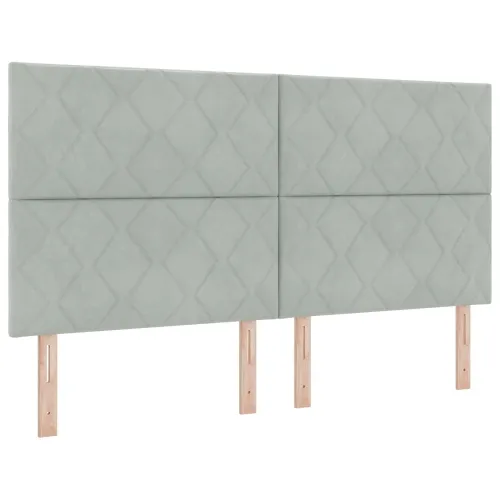 Boxspring krevet s madracem Svjetlosiva 180 x 200 cm Baršun - Svjetlosiva 180 x 200 cm Dizajn s rombovima Cijena