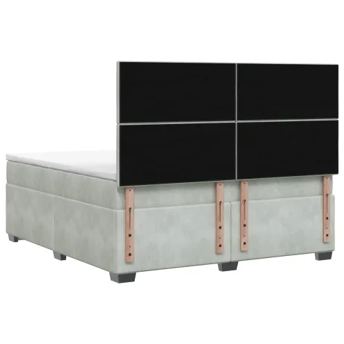 Boxspring krevet s madracem Svjetlosiva 180 x 200 cm Baršun - Svjetlosiva 180 x 200 cm Dizajn s rombovima Cijena