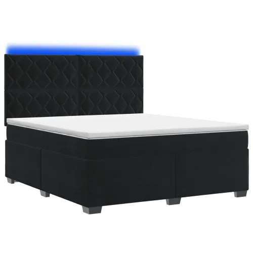 Boxspring krevet s madracem Crna 180 x 200 cm Baršun - Crna 180 x 200 cm Dizajn s rombovima Cijena