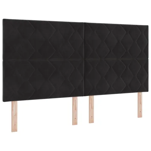 Boxspring krevet s madracem Crna 180 x 200 cm Baršun - Crna 180 x 200 cm Dizajn s rombovima Cijena