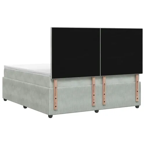 LED okvir za krevet s madracem Svjetlosiva 180 x 200 cm Baršun - Svjetlosiva 180 x 200 cm Dizajn s rombovima Cijena