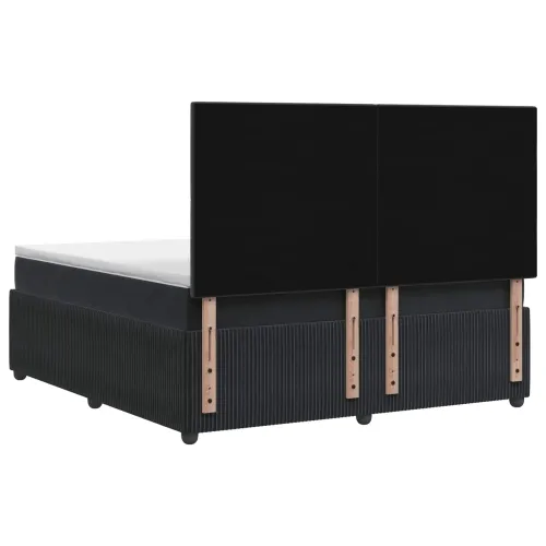 LED okvir za krevet s madracem Crna 180 x 200 cm Baršun - Crna 180 x 200 cm Dizajn s rombovima Cijena