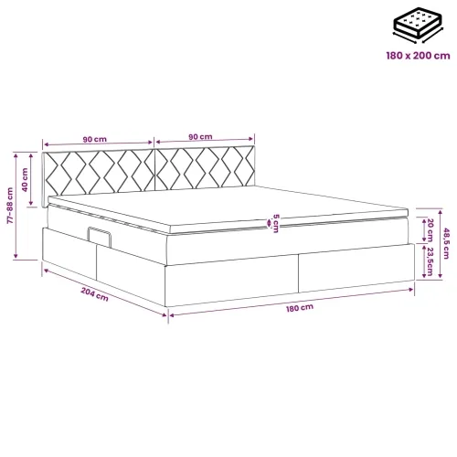 Krevet s od storage Svjetlosiva 180 x 200 cm Baršun - Svjetlosiva 180 x 200 cm Dizajn s rombovima Cijena