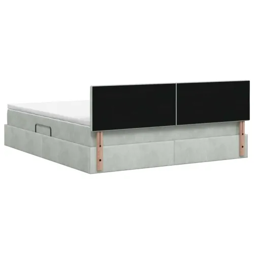 Krevet s od storage Svjetlosiva 180 x 200 cm Baršun - Svjetlosiva 180 x 200 cm Dizajn s rombovima Cijena