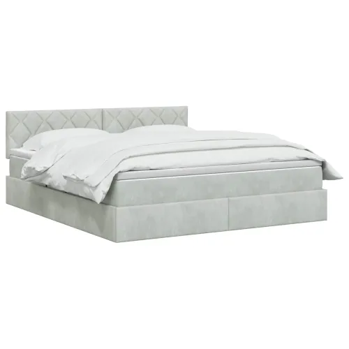 Krevet s od storage Svjetlosiva 180 x 200 cm Baršun - Svjetlosiva 180 x 200 cm Dizajn s rombovima Cijena