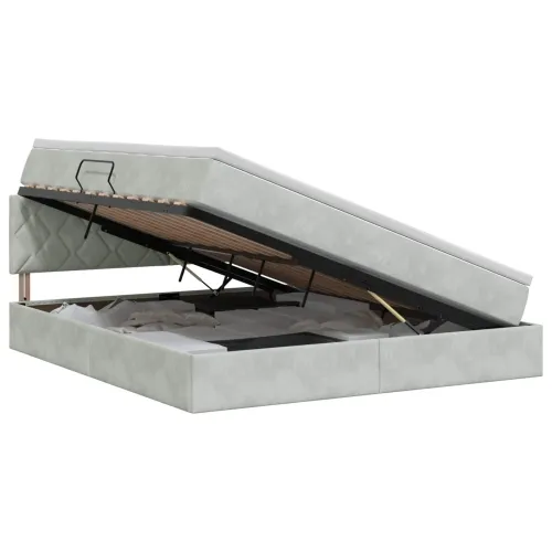Krevet s od storage Svjetlosiva 180 x 200 cm Baršun - Svjetlosiva 180 x 200 cm Dizajn s rombovima Cijena