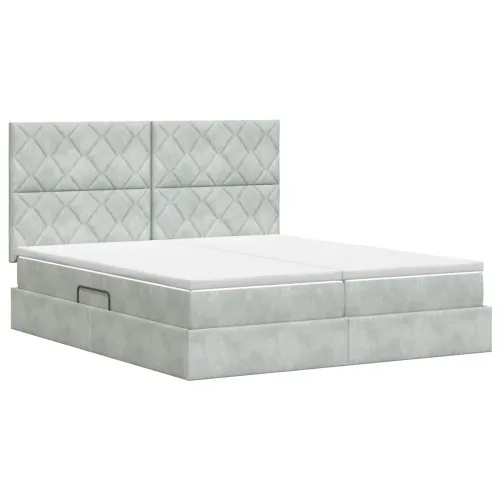 Krevet s od storage s pohranom Svjetlosiva 180 x 200 cm Baršun - Svjetlosiva 180 x 200 cm Dizajn s rombovima Cijena
