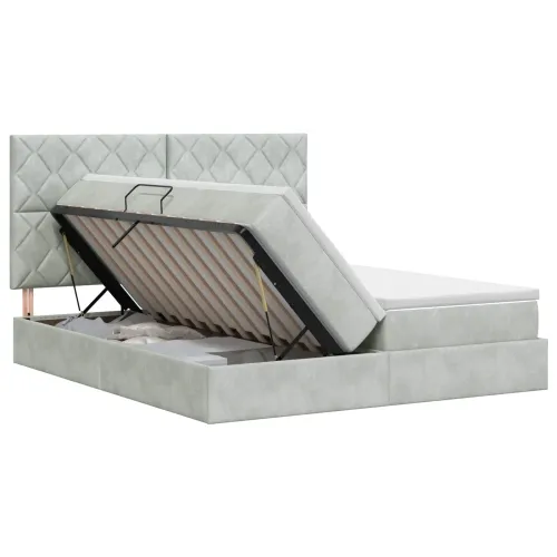 Krevet s od storage s pohranom Svjetlosiva 180 x 200 cm Baršun - Svjetlosiva 180 x 200 cm Dizajn s rombovima Cijena