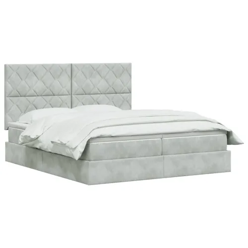 Krevet s od storage s pohranom Svjetlosiva 180 x 200 cm Baršun - Svjetlosiva 180 x 200 cm Dizajn s rombovima Cijena