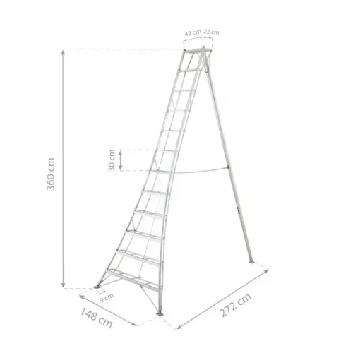 Niwaki - Aluminijske vrtne ljestve s 3 kraka | 360 cm | Srebrna - JAPANSKA KVALITETA  Cijena