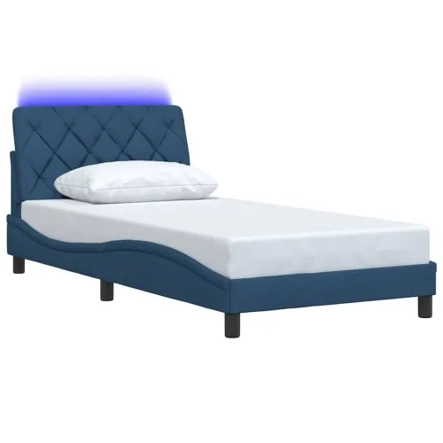 Okvir kreveta s LED-om bez madraca Plava 100x200 cm tkanina - Plava 100 x 200 cm Cijena