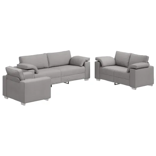 Sofa 3 kom. Oblačnosiva Platnasta tkanina - Siva tkanina oblak Cijena