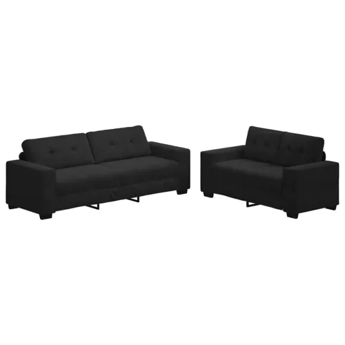 Dvodijelni set sofa s jastucima, crni baršun - Crna Cijena