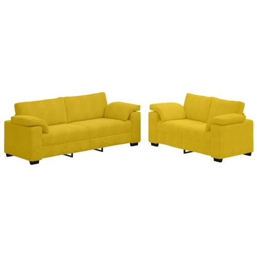 Dvodijelni set sofa s jastucima, žuti baršun Cijena