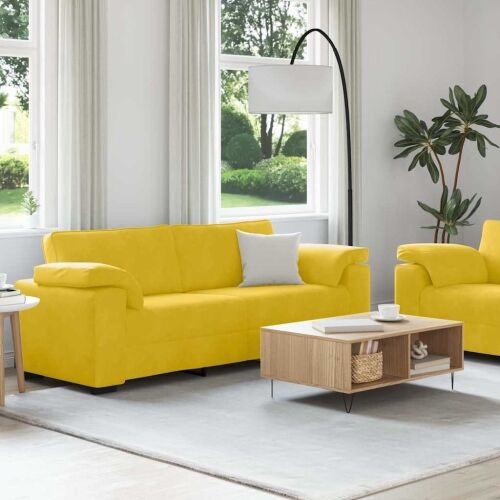Dvodijelni set sofa s jastucima, žuti baršun Cijena