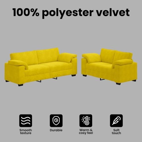 Dvodijelni set sofa s jastucima, žuti baršun Cijena