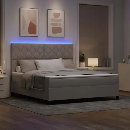 Box spring krevet Sivo-smeđa 180 x 200 cm tkanina - Sivo-smeđa 180 x 200 cm Dizajn s rombovima Cijena