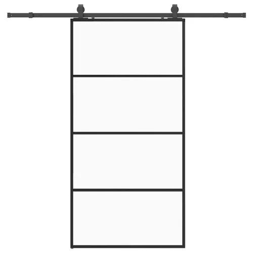 Klizna vrata s okovima crna 102,5x205 cm ESG staklo - Crna 102.5 x 205 cm (213 cm sliding rail) Transparentan Cijena