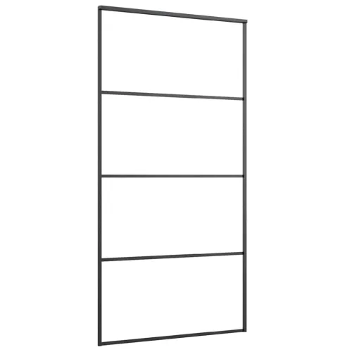 Klizna vrata s okovima crna 102,5x205 cm ESG staklo - Crna 102.5 x 205 cm (213 cm sliding rail) Transparentan Cijena