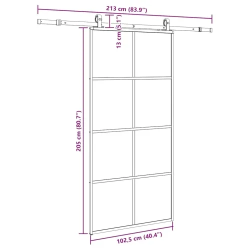 Klizna vrata s okovima crna 102,5x205 cm ESG staklo - Crna 102.5 x 205 cm (213 cm sliding rail) Transparentan Cijena