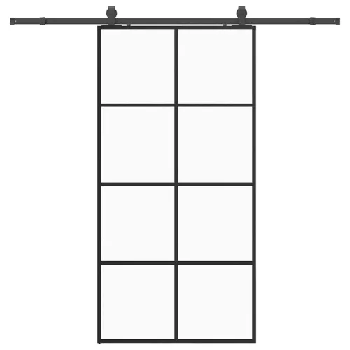 Klizna vrata s okovima crna 102,5x205 cm ESG staklo - Crna 102.5 x 205 cm (213 cm sliding rail) Transparentan Cijena
