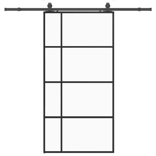 Klizna vrata s okovima crna 102,5x205 cm ESG staklo - 102.5 x 205 cm (213 cm sliding rail) Transparentan Cijena