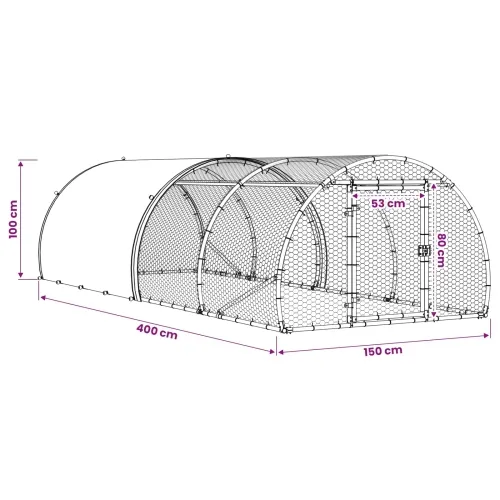 Kokošinjac Srebrna 400 x 150 x 100 cm Pocinčani čelik - 400 x 150 x 100 cm Cijena