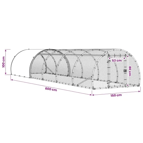 Kokošinjac Srebrna 600 x 150 x 100 cm Pocinčani čelik - 600 x 150 x 100 cm Cijena