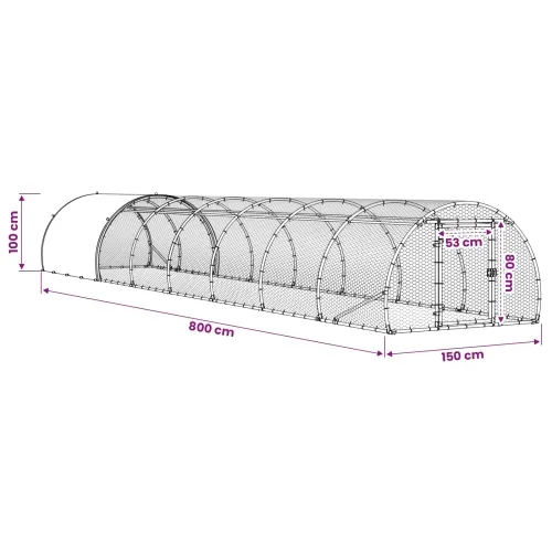 Kokošinjac Srebrna 800 x 150 x 100 cm Pocinčani čelik - 800 x 150 x 100 cm Cijena