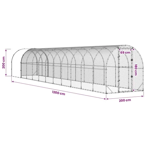 Kokošinjac Srebrna 1200 x 200 x 200 cm Pocinčani čelik - 1200 x 200 x 200 cm Cijena