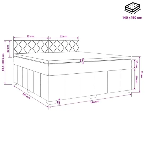 Boxspring krevet s madracem Svjetlosiva 140 x 190 cm Tkanina - Svjetlosiva 140 x 190 cm Dizajn s rombovima Cijena