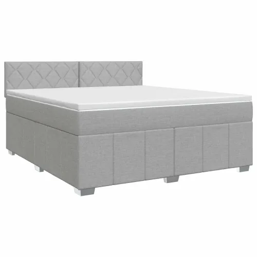 Boxspring krevet s madracem Svjetlosiva 140 x 190 cm Tkanina - Svjetlosiva 140 x 190 cm Dizajn s rombovima Cijena
