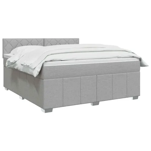 Boxspring krevet s madracem Svjetlosiva 140 x 190 cm Tkanina - Svjetlosiva 140 x 190 cm Dizajn s rombovima Cijena