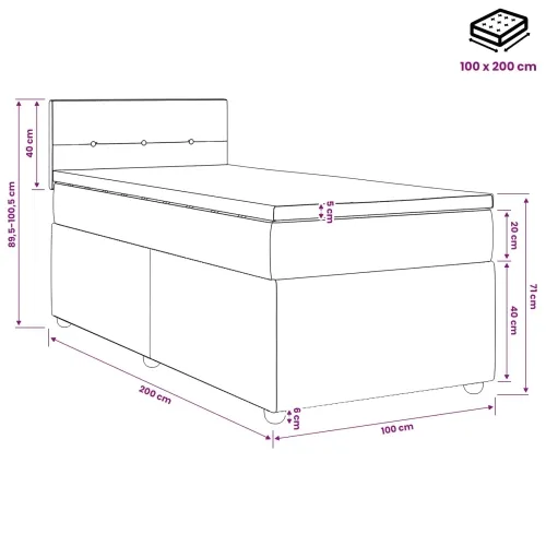 Boxspring krevet s madracem Krem 100 x 200 cm Tkanina - Krem 100 x 200 cm Prošiveno gumbima Cijena