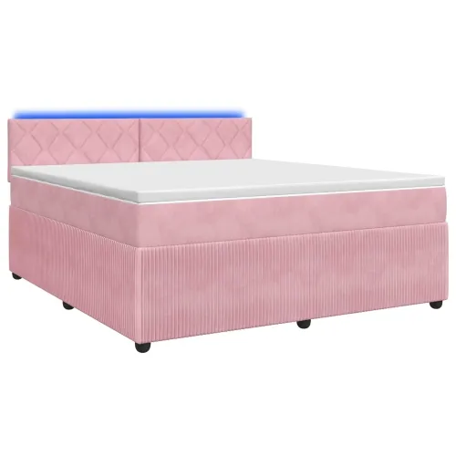 Boxspring krevet s madracem Ružičasta 140 x 190 cm Baršun - Ružičasta 140 x 190 cm Dizajn s rombovima Cijena