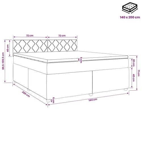 Boxspring krevet s madracem Ružičasta 140 x 200 cm Baršun - Ružičasta 140 x 200 cm Dizajn s rombovima Cijena