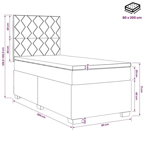 Boxspring krevet s madracem Sivosmeđa 80 x 200 cm Tkanina - Sivosmeđa 80 x 200 cm Dizajn s rombovima Cijena