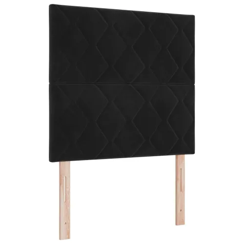 Boxspring krevet s madracem Crna 90 x 200 cm Baršun - Crna 90 x 200 cm Dizajn s rombovima Cijena