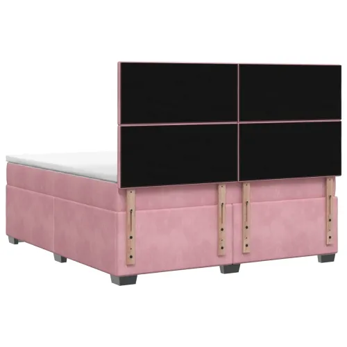 Boxspring krevet s madracem Ružičasta 140 x 200 cm Baršun - Ružičasta 140 x 200 cm Dizajn s rombovima Cijena
